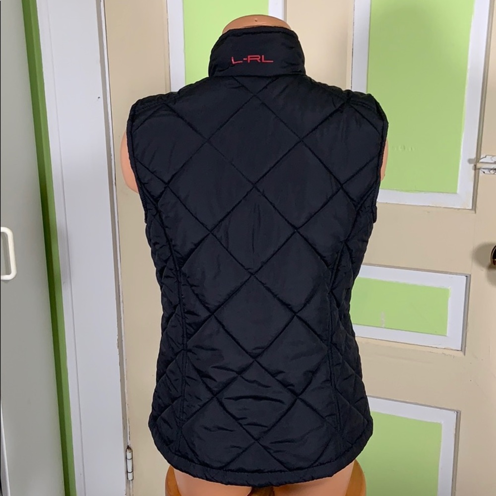 L-LR RALPH LAUREN BLACK RED PUFFER VEST MED - Picture 5 of 7